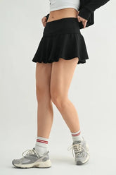 Ribbed Foldover Waist Skort Mono B